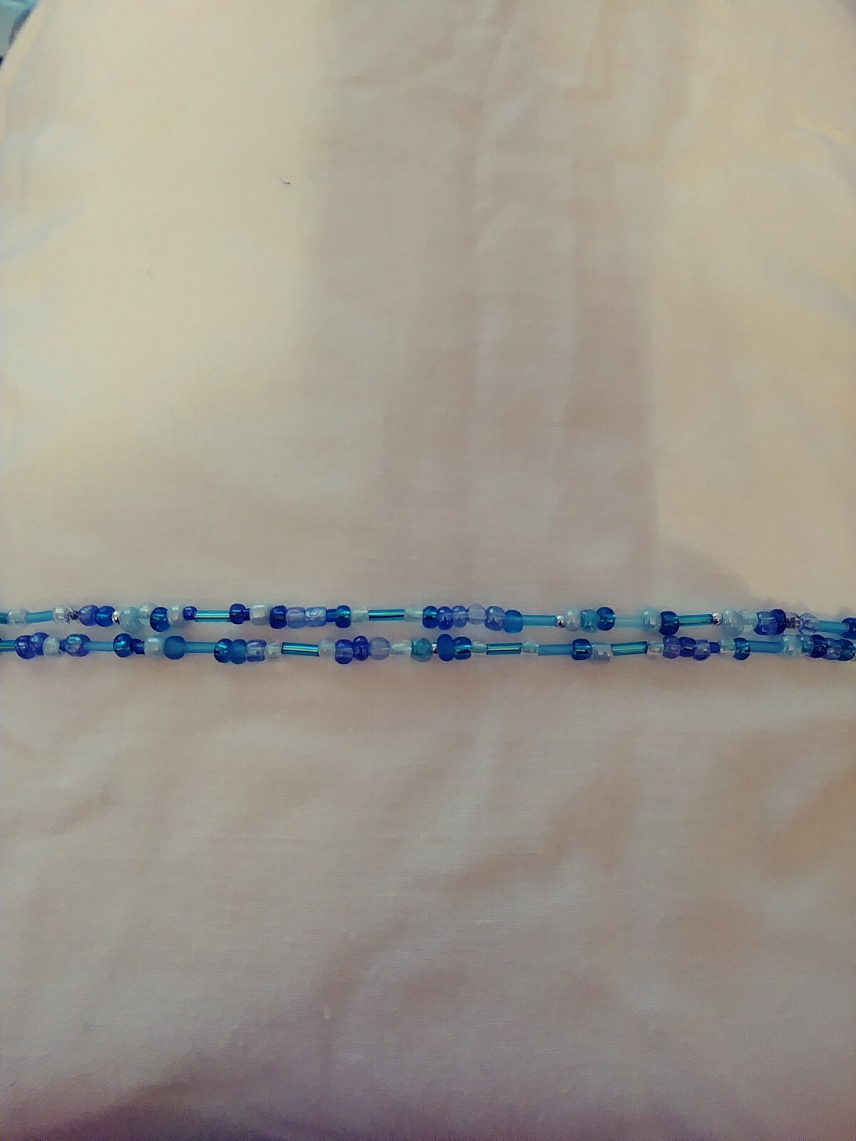 Double Seed Bead Tie-On Waist Chain – Shades of Blue & Silver