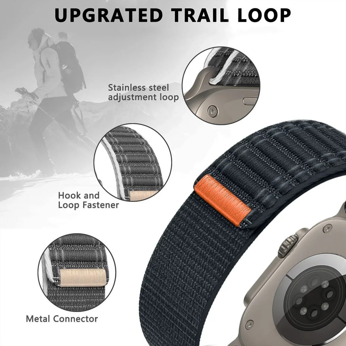 Woven Nylon Sport Loop Band for Apple Watch Series 10 9 8 7 11 SE Ultra 38–49mm