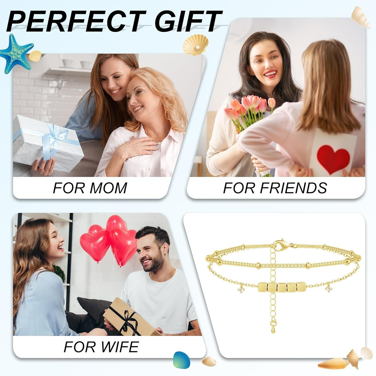 Gold/Sterling Silver Anklet Bracelets for Women Waterproof, Non Tarnish 925 S…