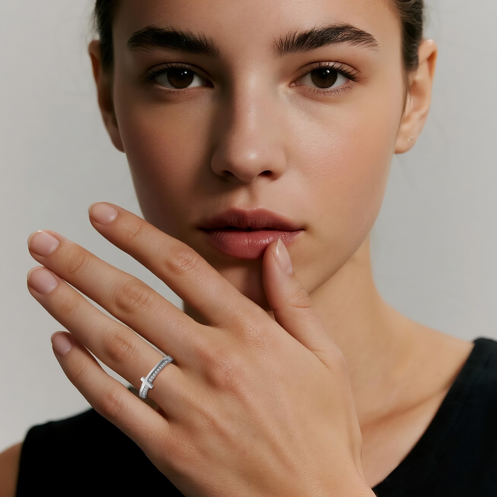 Women’s Casual Rhinestone Cross Brass Ring – Anniversary Birthday Gift for Wife