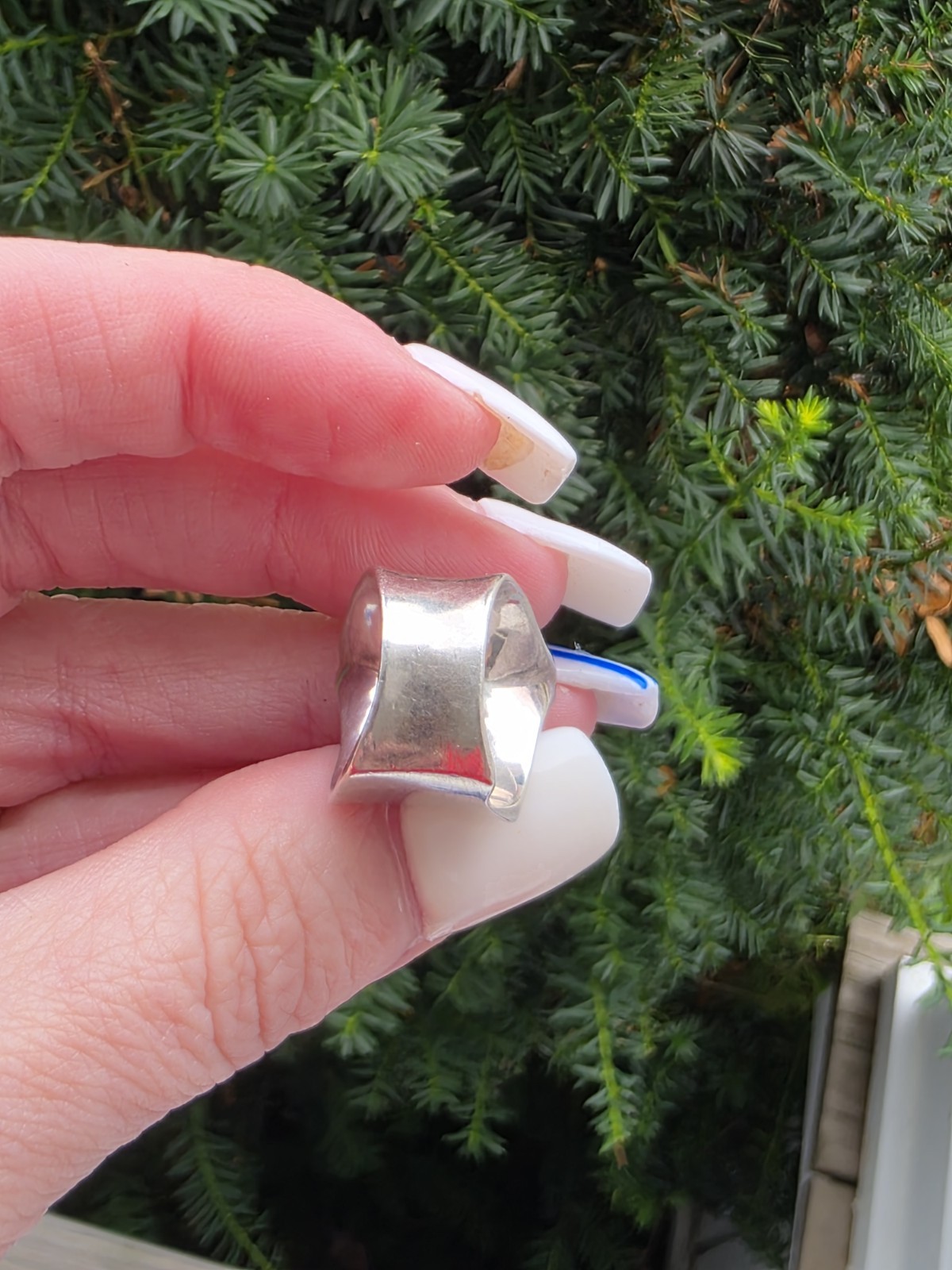 Artisan Sterling Silver & 14k Sculptural Split Band Ring, Moveable