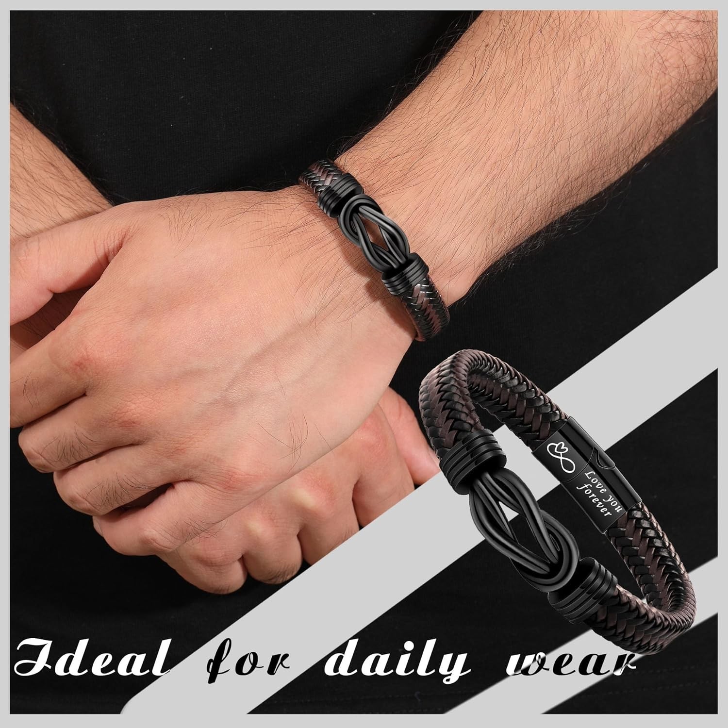 Inspirational Leather Bracelet – Size 9 – Perfect Gift for Him on Any Occasion