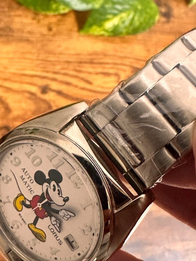 Mickey Mouse Wristwatch White/Silver Analog Mechanical from Japan Automatic