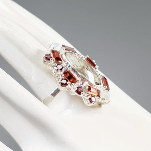Handmade 13 ct+ Natural Green Amethyst Ring 925 Sterling Silver Size 8 /R475060