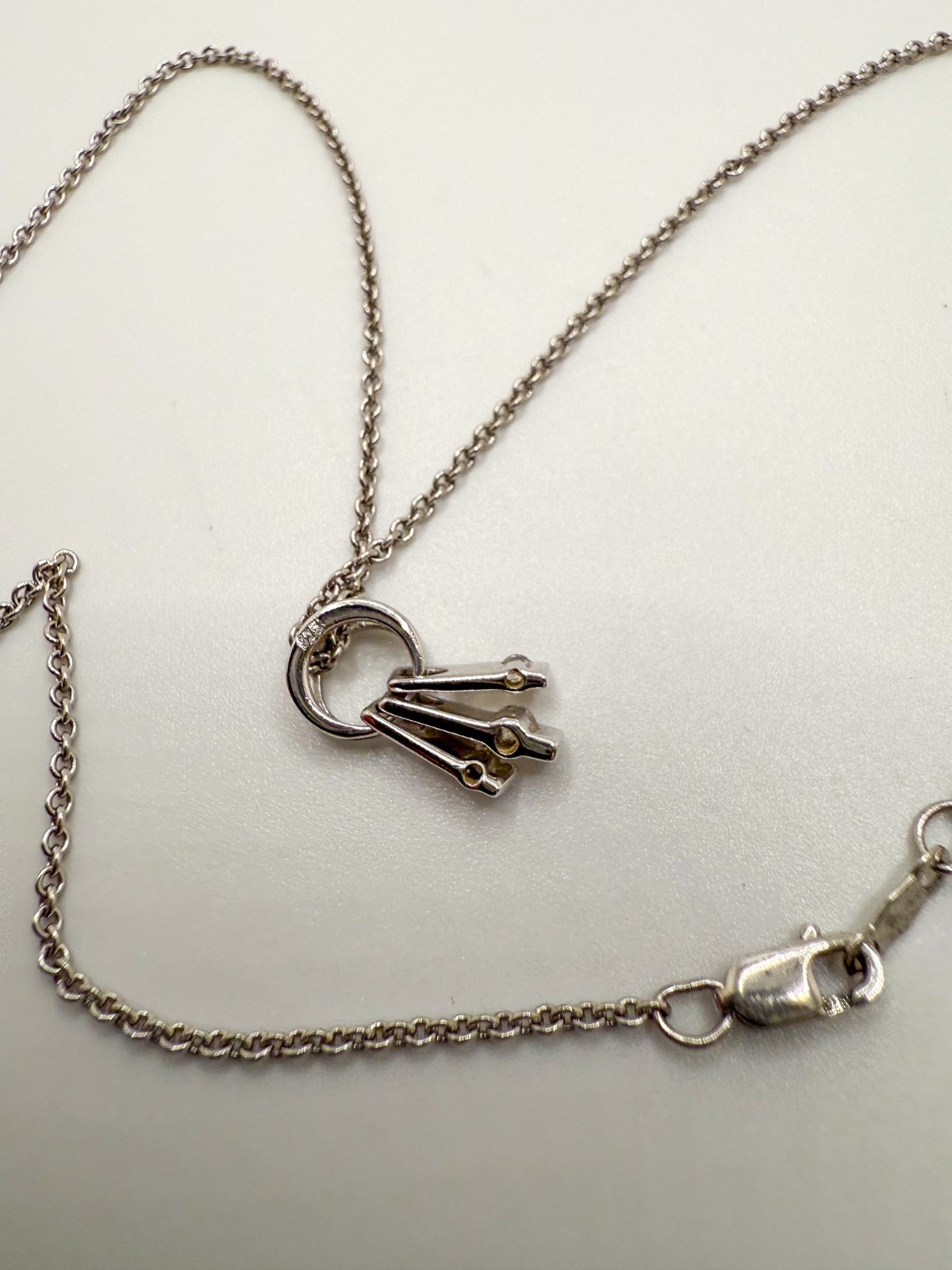 Vintage Sterling Silver CZ Pendant 1.7cm Necklace 18″ JB26