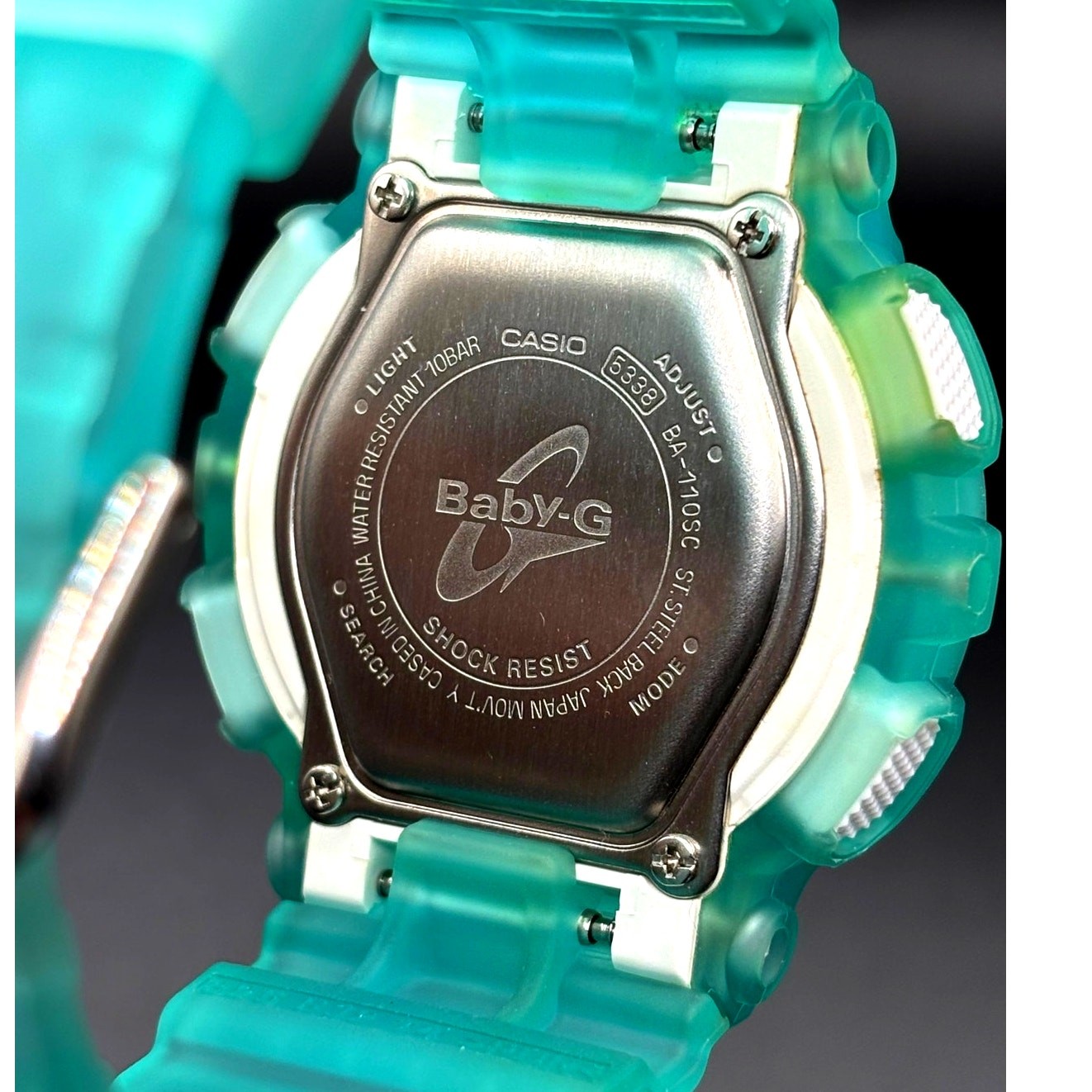 Casio Baby-G BA-110SC-2A Sea Glass Clear Teal Analog Digital Women’s Watch