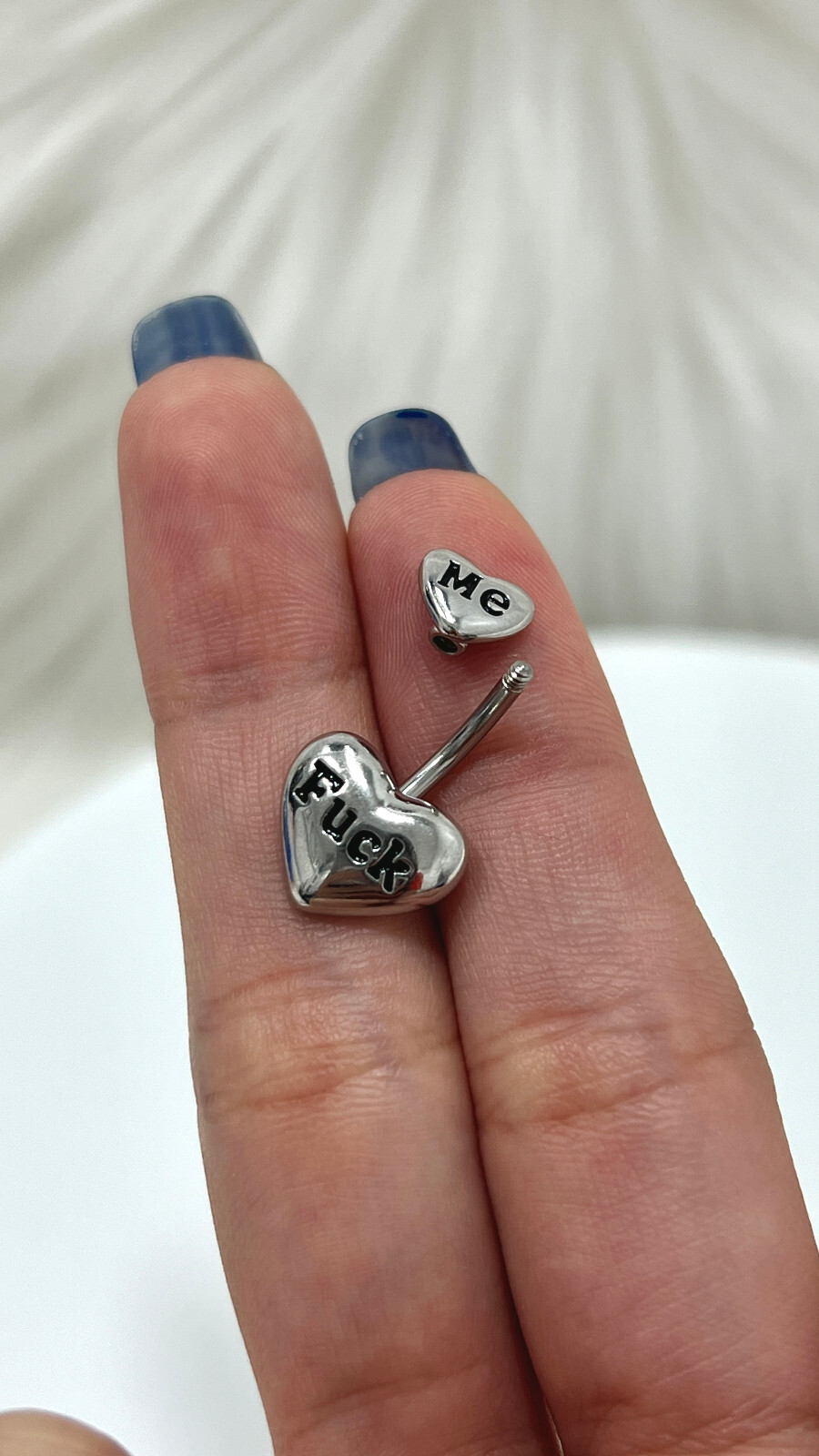 14g Belly Button Rings Heart Shap Barbell Navel Ring Cum Here CZ Navel Piercings