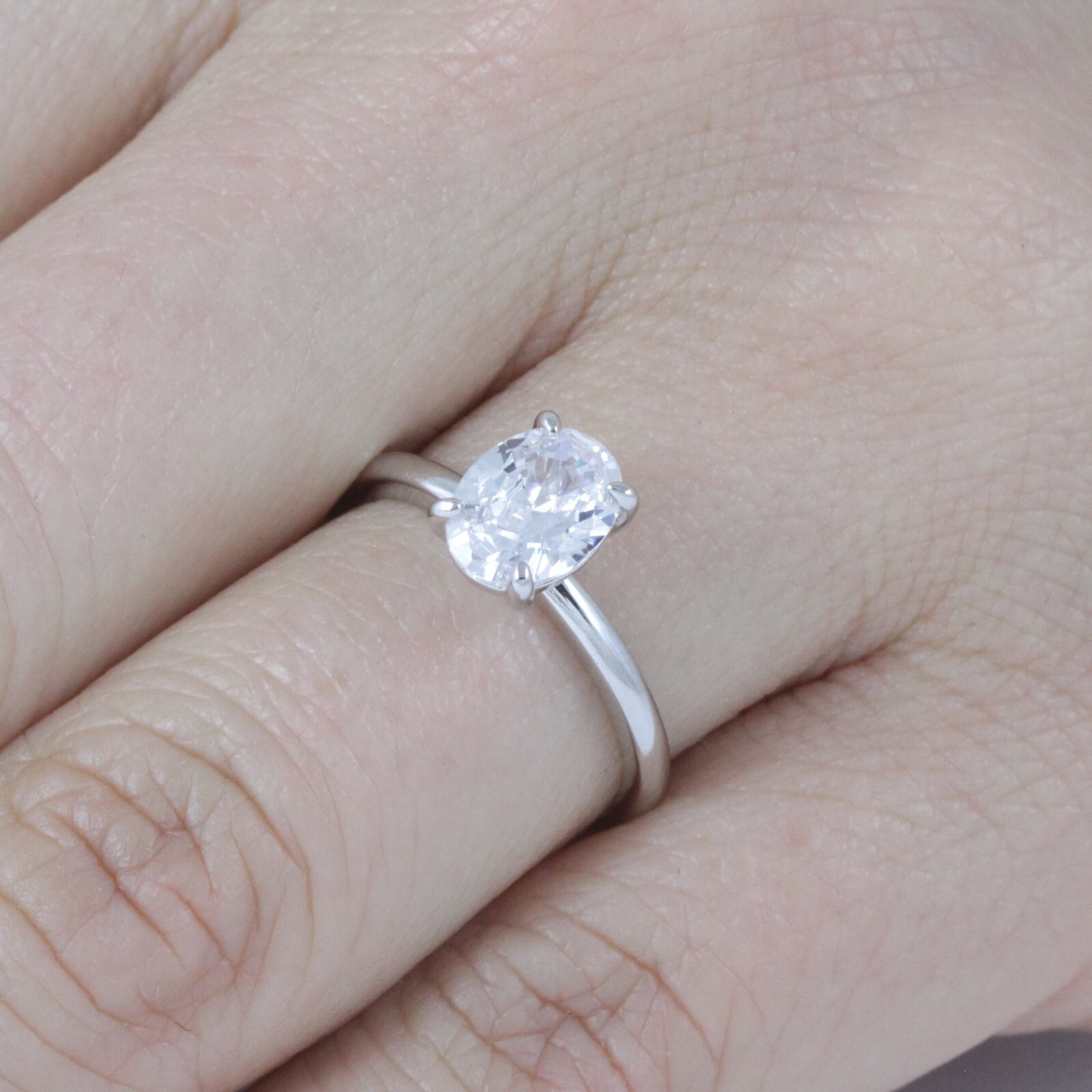 1.25ct Oval Cut Solitaire CZ Wedding Engagement Ring 925 Sterling Silver S10450E