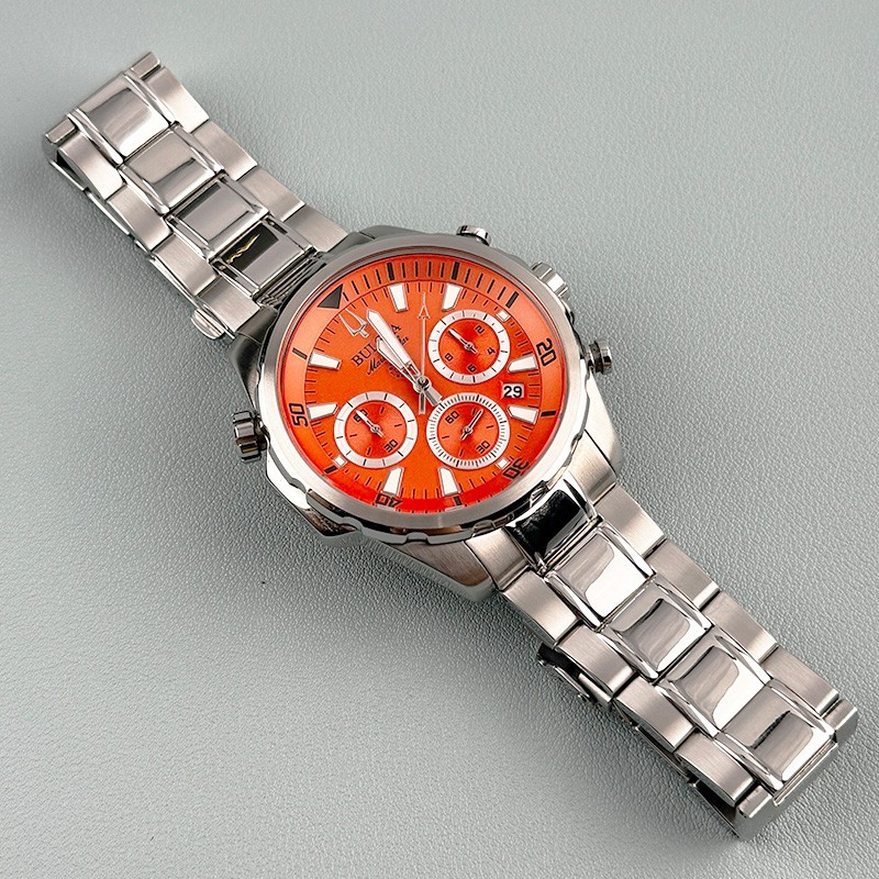 Bulova 96B395 Marine Star Orange Dial Chronograph Men’s Quartz Watch 43mm