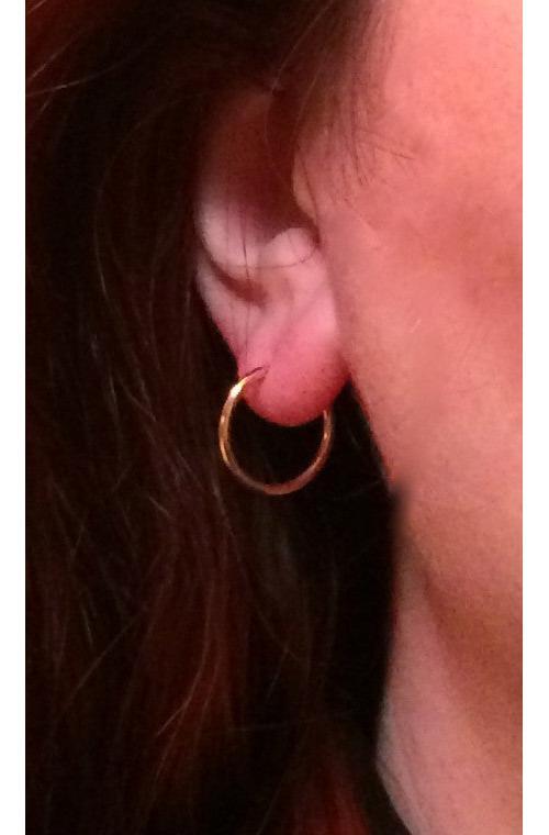 14k Yellow Gold Continuous Endless Hoop Earrings (1.5mm), All Sizes