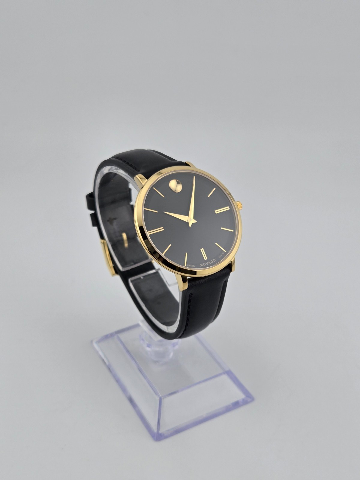 Movado Ultra Slim 0607091 Leather Strap Black Dial Women’s Watch ⌚