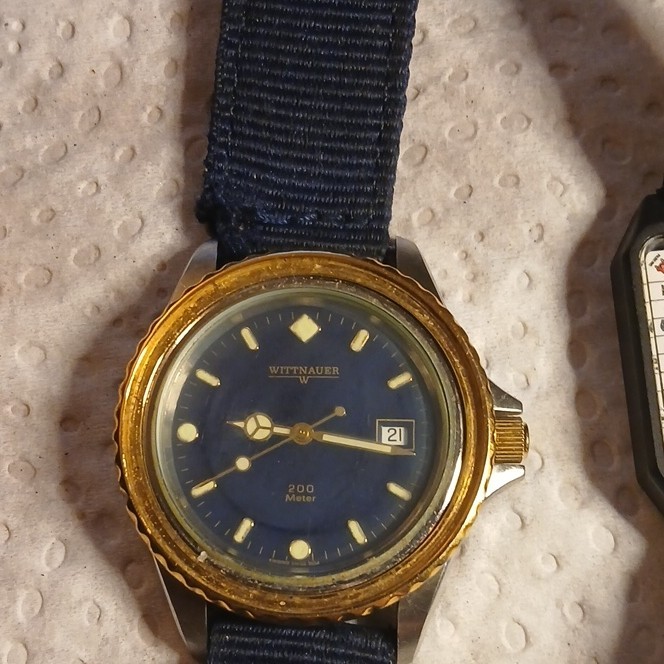 Wittnauer Vintage Dive Watch, Screw Down Crown . Timex Electrica . Monopoly.