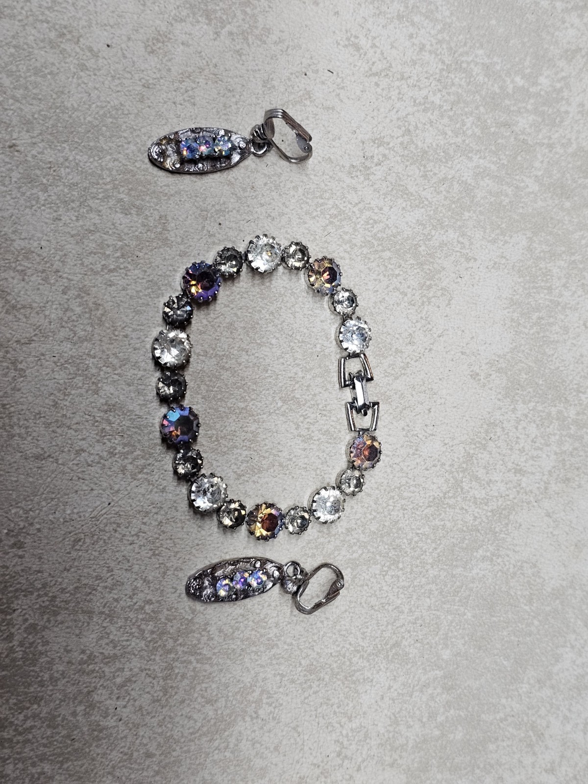 Authentic 1950s WEISS Iridescent AB Crystal 3-Piece Jewelry Set