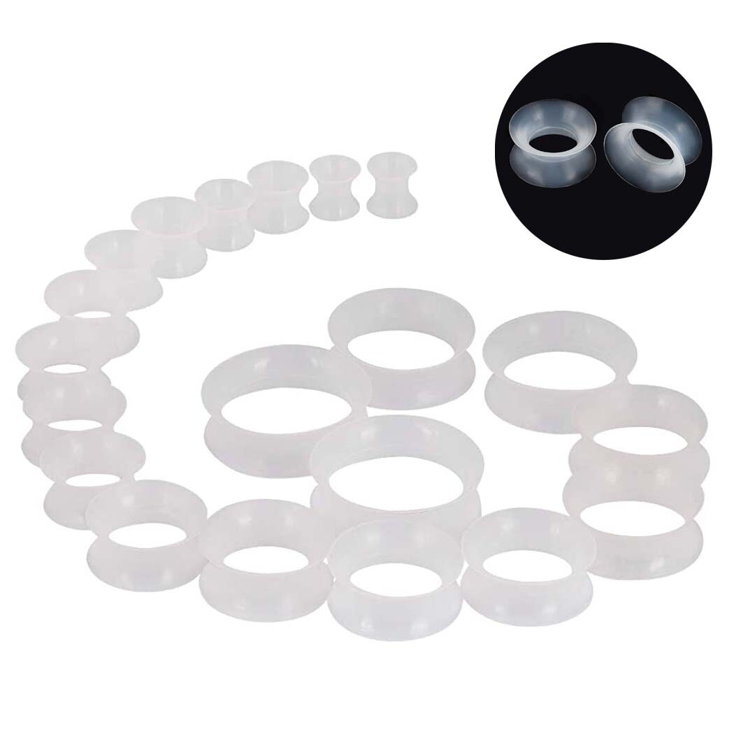 2PCS Ultra Thin Earskin Tunnel Silicone Ear Gauge Hollow Ear Plugs Body Piercing