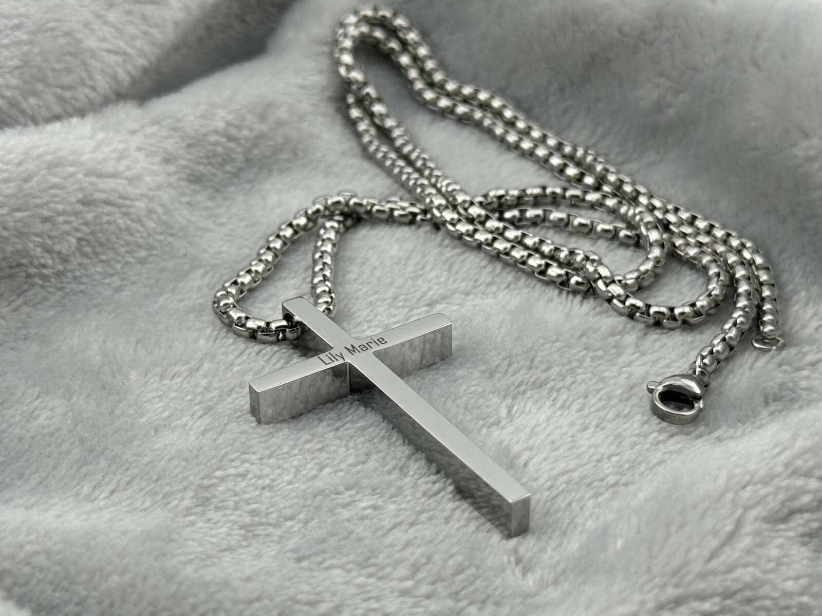 Personalized Engraved Cross Necklace Christian Catholic Easter Gift Pendant