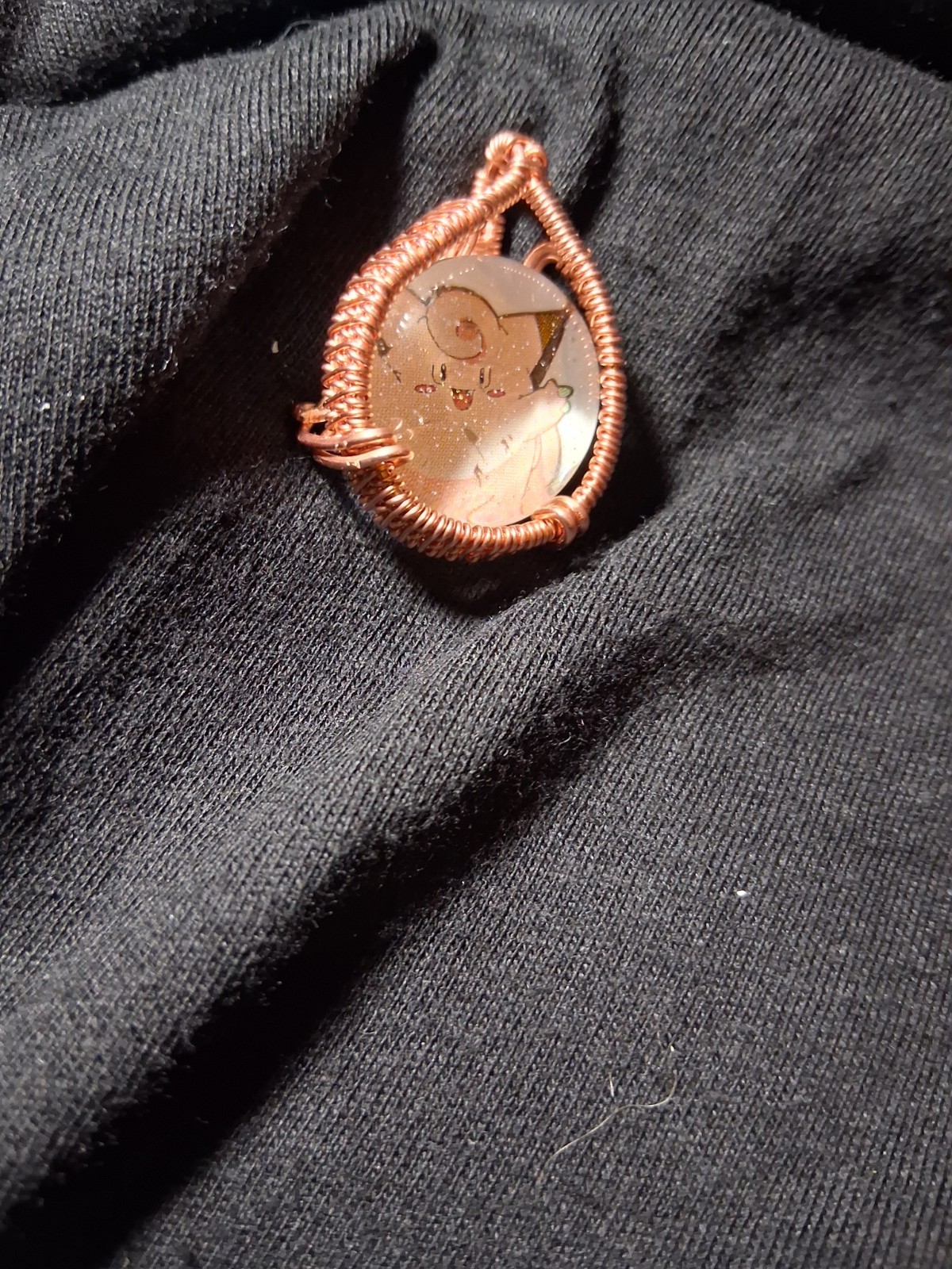 Handcrafted Copper Wire Wrapped Round Pendant Charm