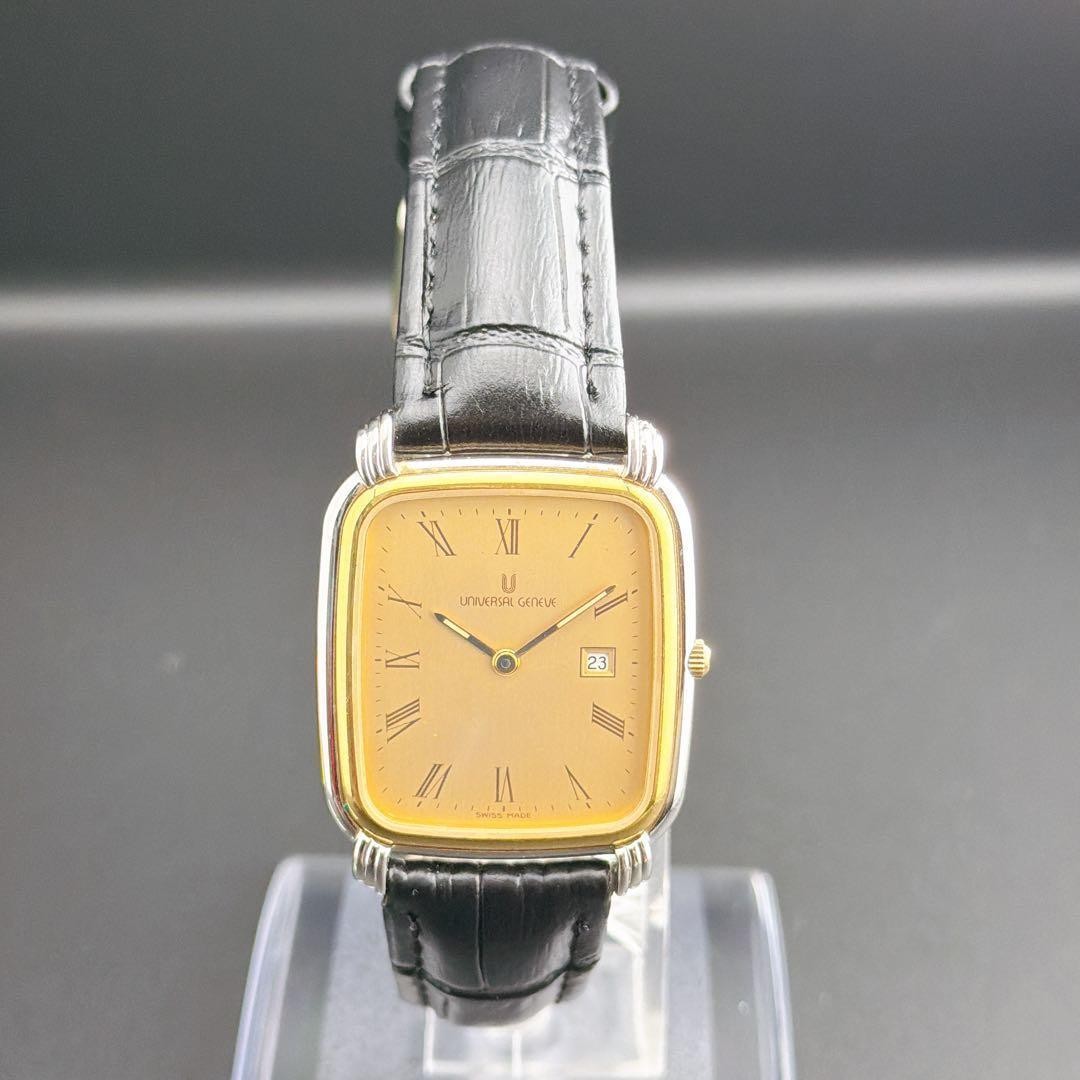 Universal Geneve Tank Square Gold Quartz Men’s Watch Japan Vintage Rare 0714047