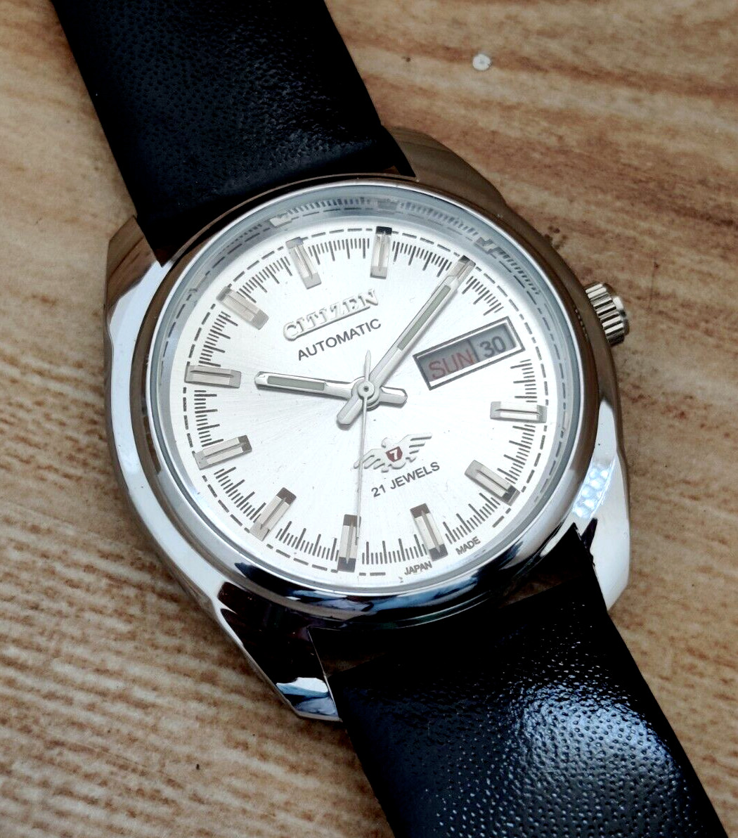 Vintage Citizen Automatic Japan Made Blue Dial Day/ Date Men’s Wrist Good Watch