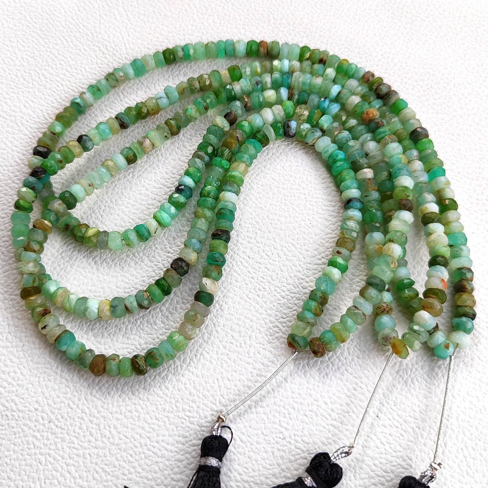 Natural Peru Green Opal 5.5mm Faceted Rondelle Shape Beads 16″ Strand