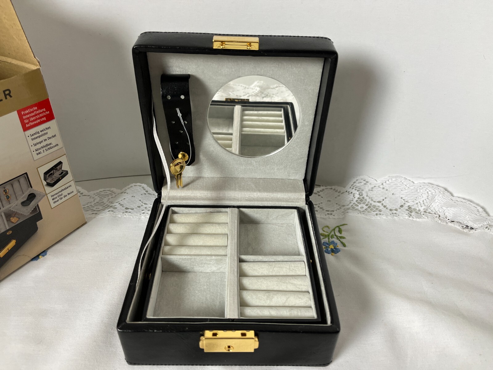 TCM Schmuck-Koffer German Jewelry Box Faux Leather PLUS Travel Box Soft Lined