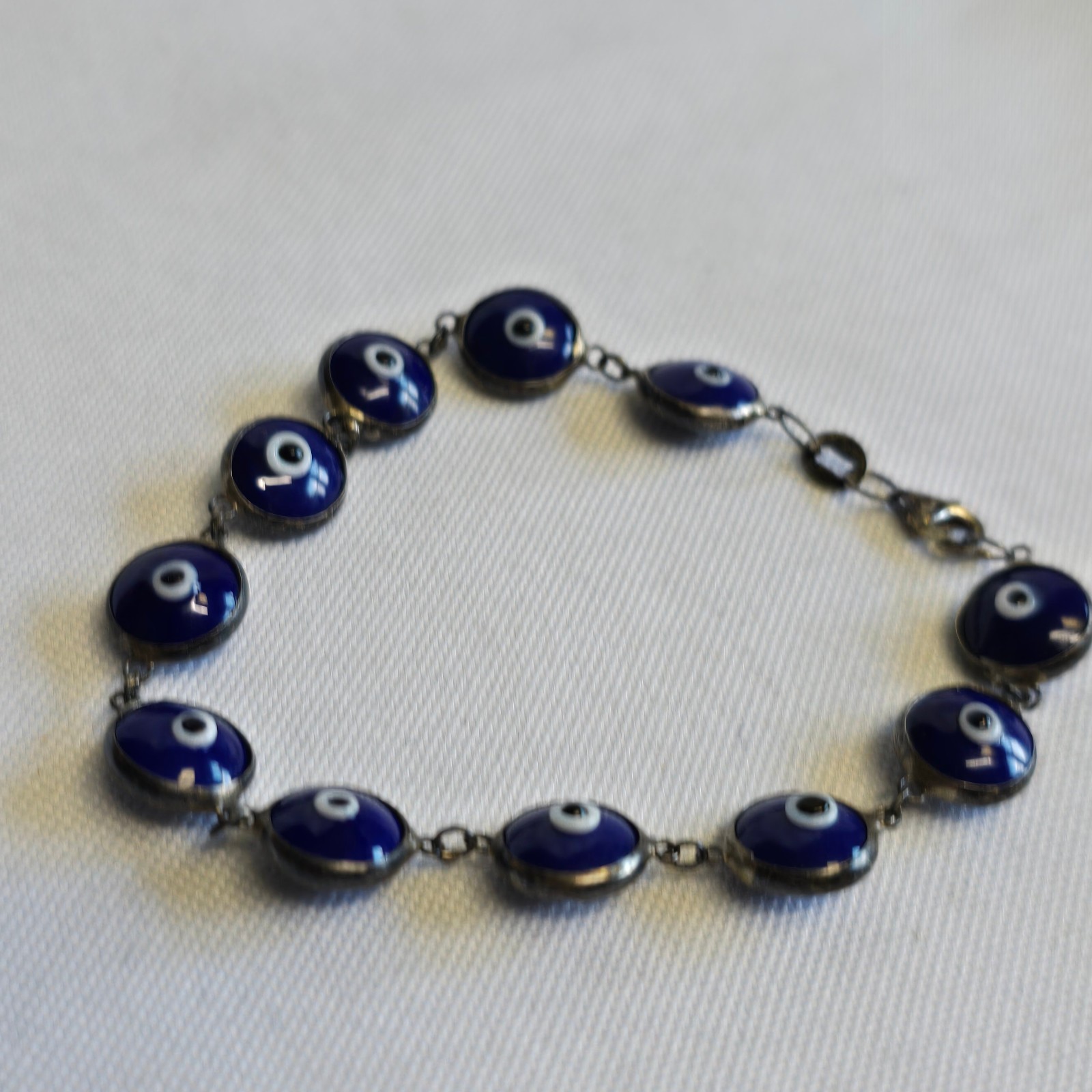 Sterling Silver Evil Eye Bracelet 7.83g Fine Jewelry 7.25″ Lobster Clasp