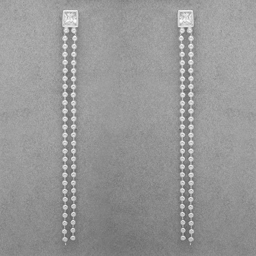 Lovely Long Dangle Earrings W/ 0.70ctw CZ Made in 925 Sterling silver