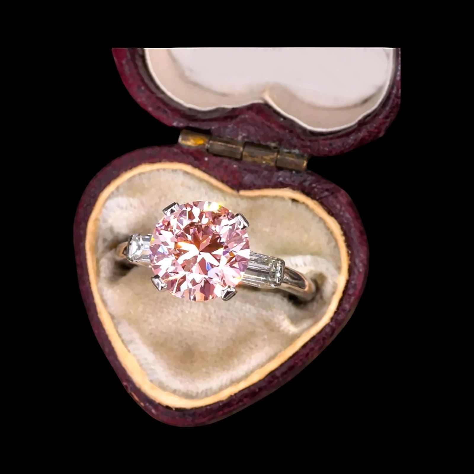 Fancy Vivid Pink Round Cut Diamond Ring IGI Lab Grown 3.00 Carat 14k White Gold
