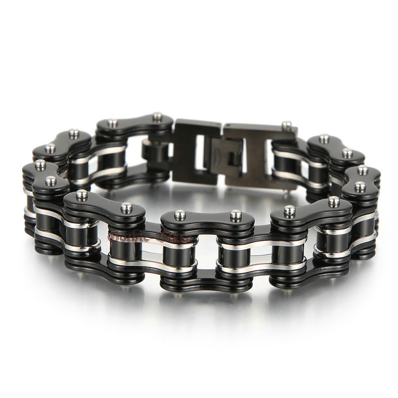 Men Heavy Stainless Steel Motorcycle Bike Chain Link Bracelet Biker Multi-Colors