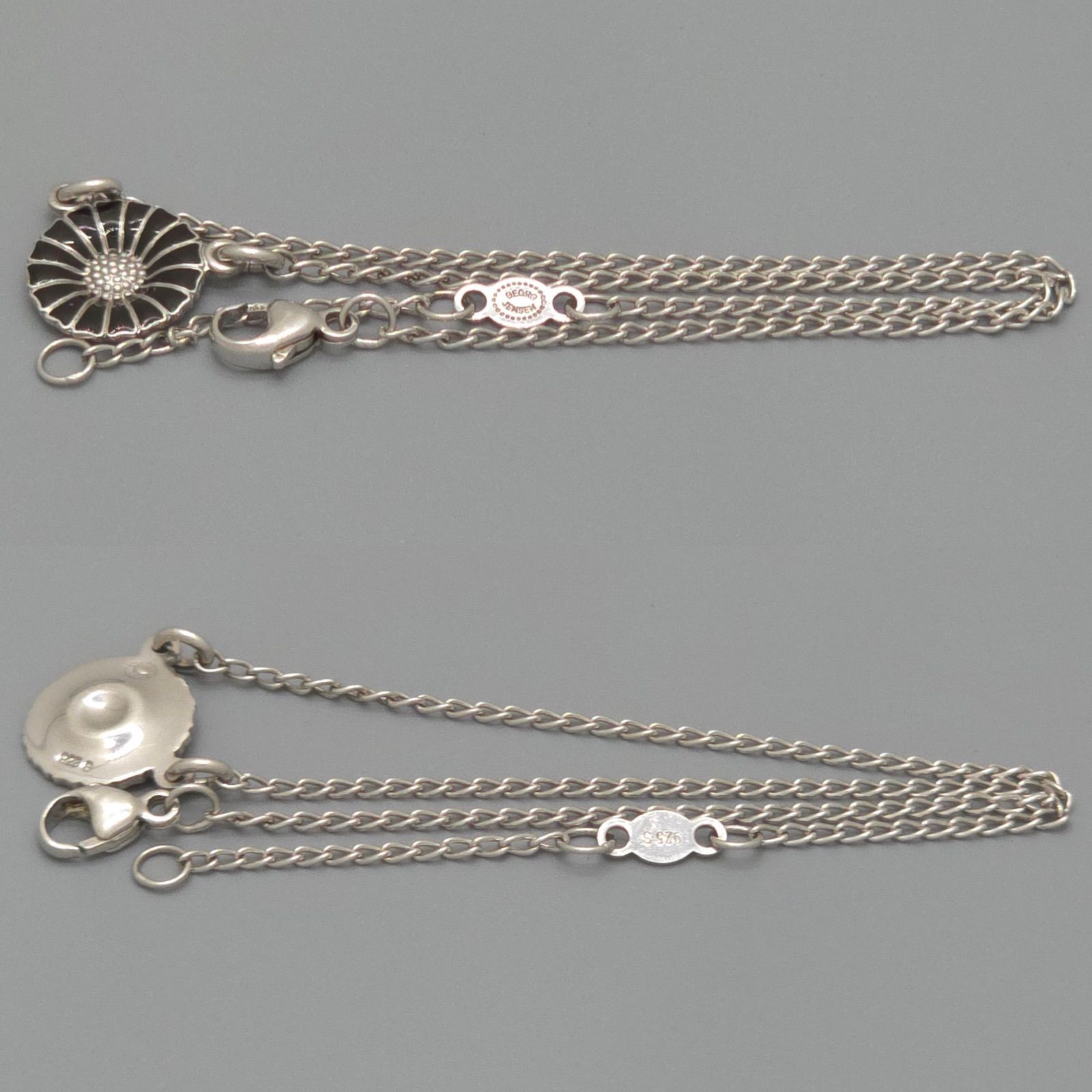 GEORG JENSEN Daisy Bracelet/Anklet 2-way Black Enamel Chain Length 25.5cm SV925