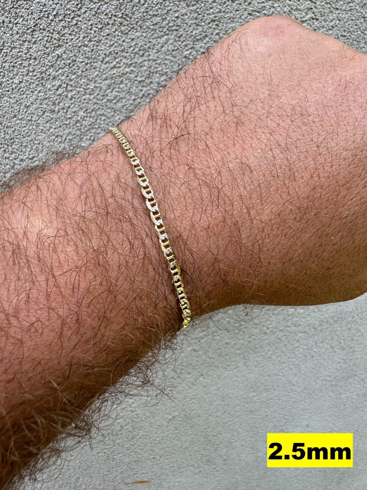925 Sterling Silver 14k Gold Plated Two Tone Diamond Cut Mariner Chain Bracelet