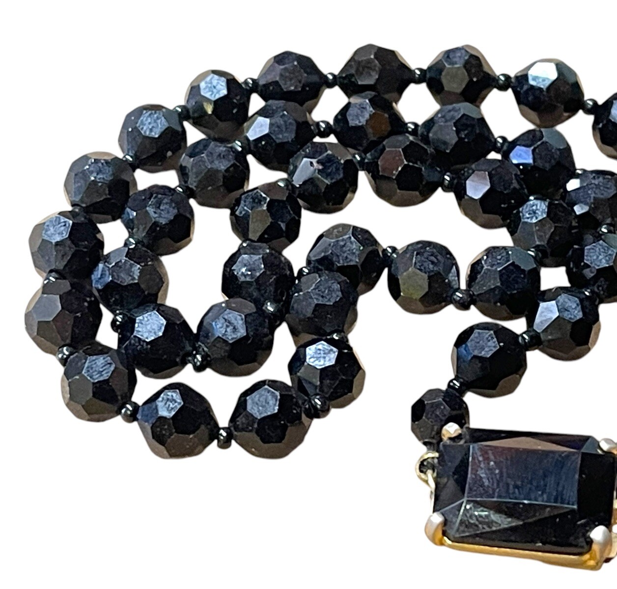 Vintage Castlecliff Black Crystal Glass French Jet Necklace Choker