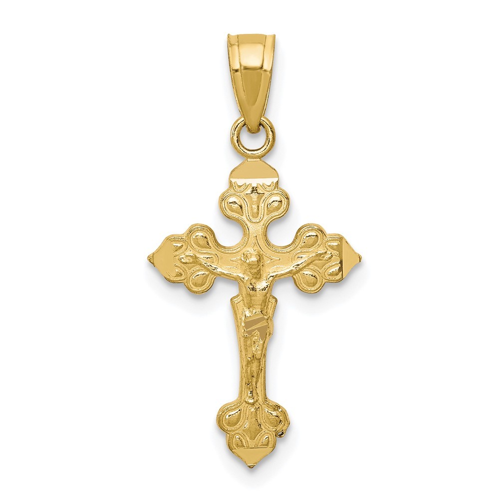 10k Yellow Gold Crucifix Pendant L-0.99 Inch, W-0.44 Inch