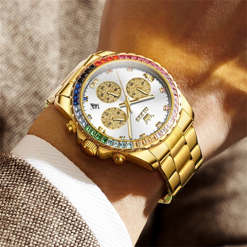 OLEVS 2939 Luminous Simple Casual Best Gift Japan Movement Gold Quartz Watch`