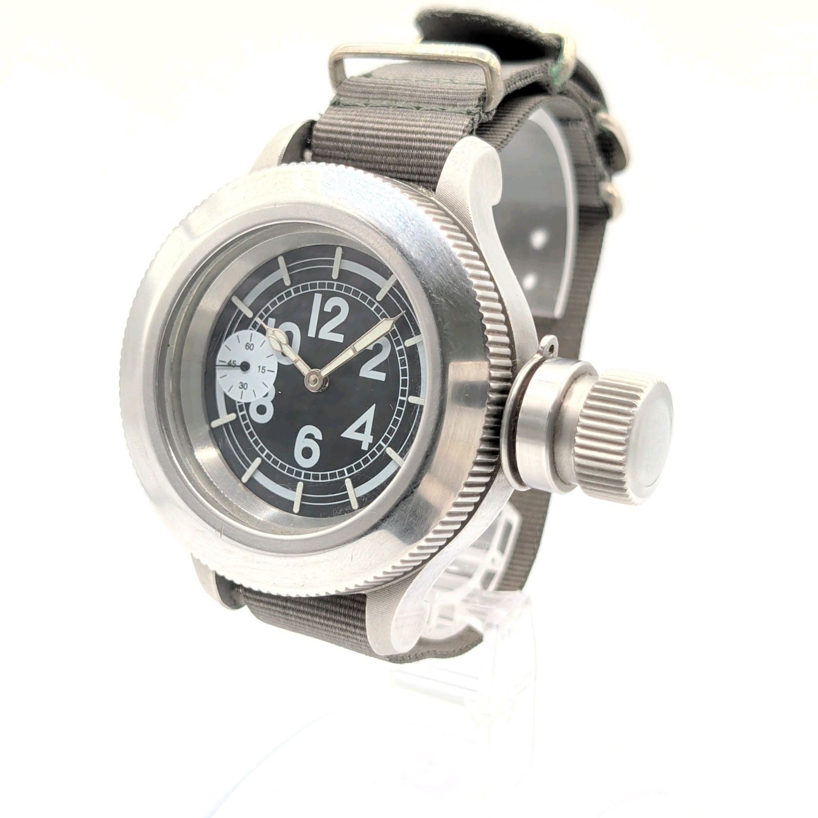 ZENO WATCH Hand Winding Men’s Round Silver Black Dial Small Second Y2K Zeno Watc