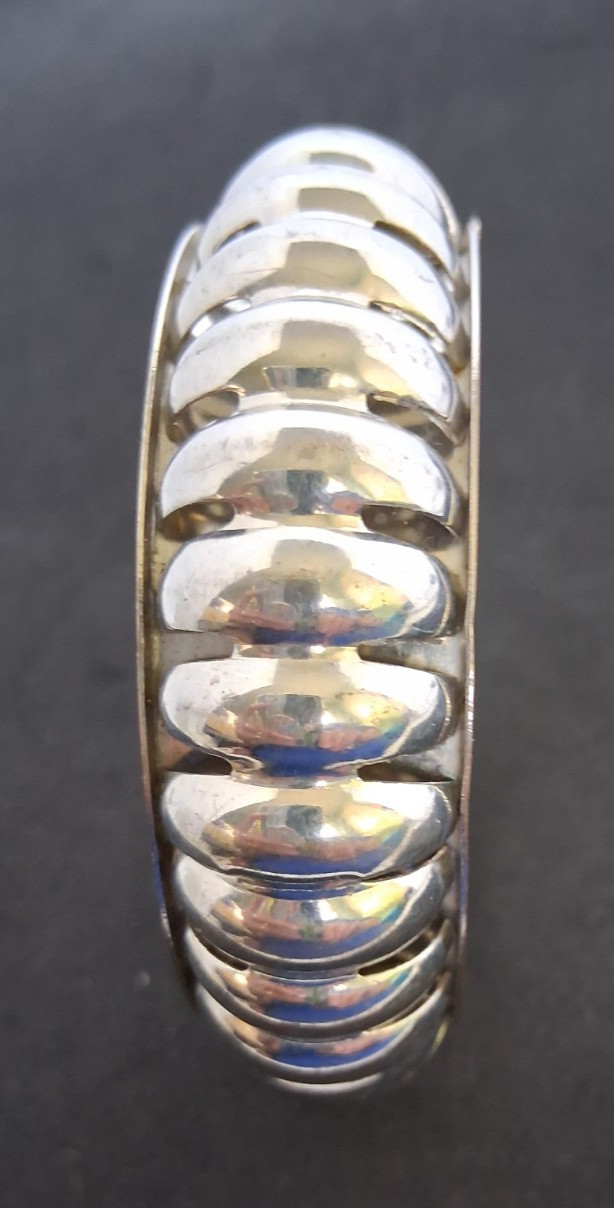 Silvertone Bangle Bracelet 9.0 in 1 in. Wide