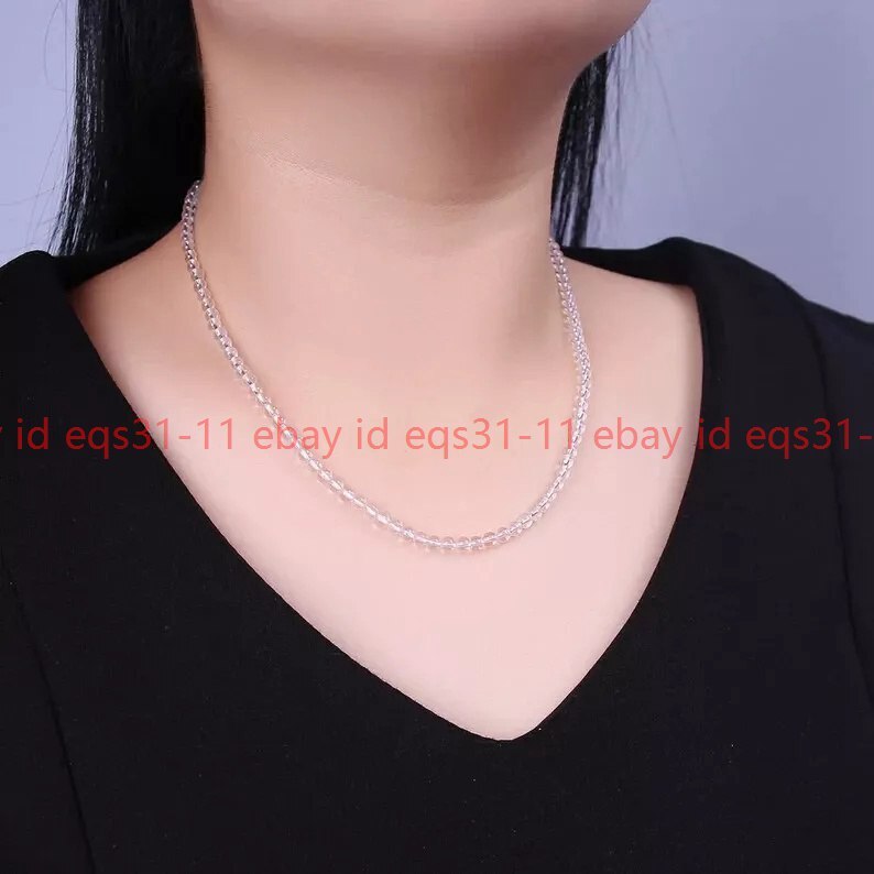 Clear Quartz Smooth Round Gemstone 14-28″ Bead Choker Necklace For Men Woman