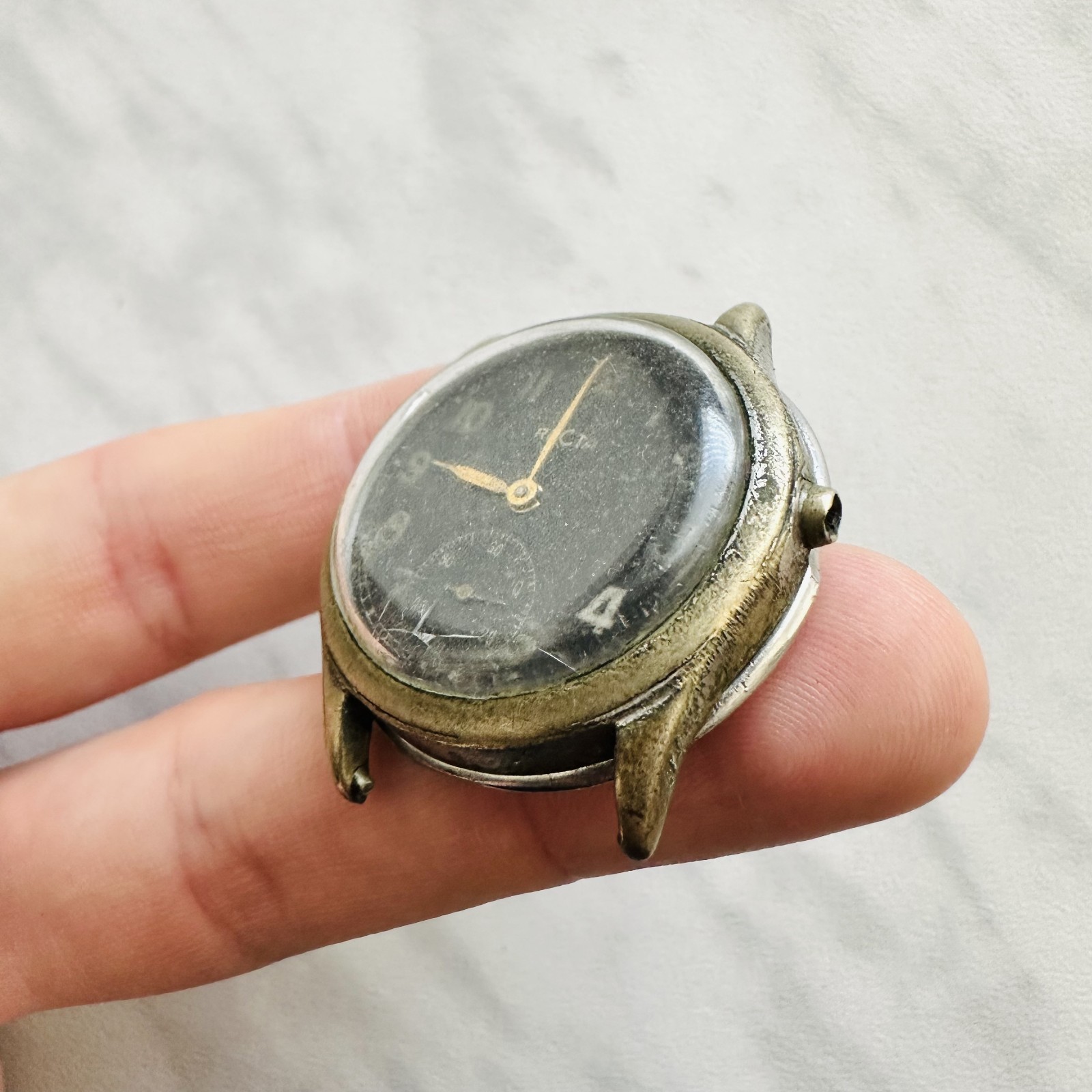 WWII RECTA no DH Military REPAIR vtg Swiss Watch ww2 40’s Mechanical Luftwaffe