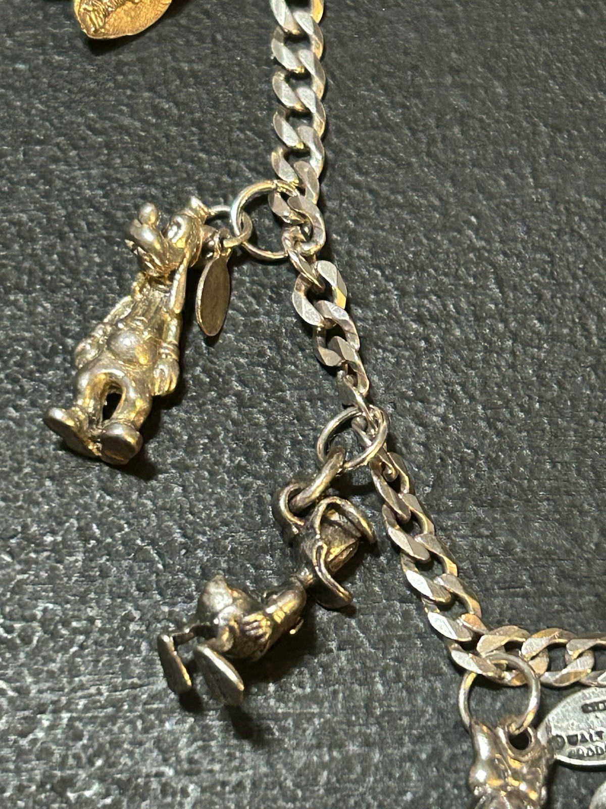 Sterling Silver Walt Disney Production Charm Bracelet 7.5 Inch