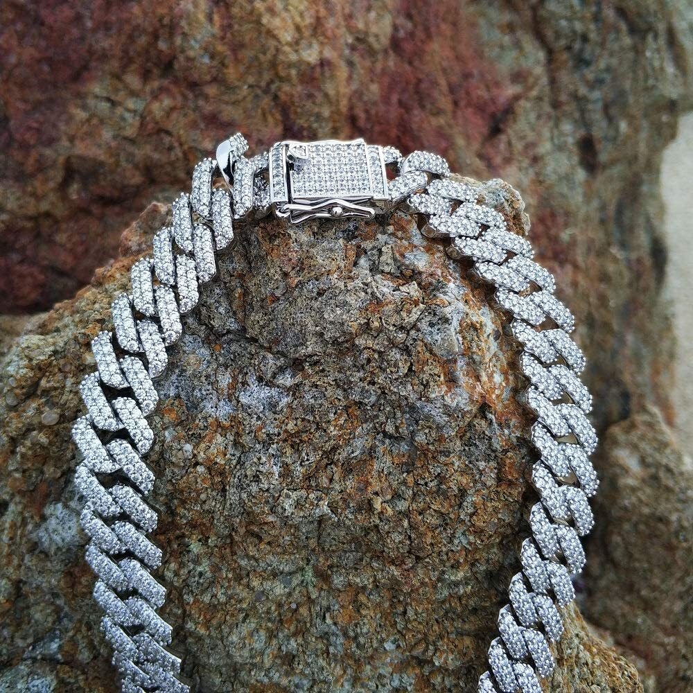 Men’s Heavy Iced CZ Out Miami Cuban Link Chain With Gold Plated Stainless Steel