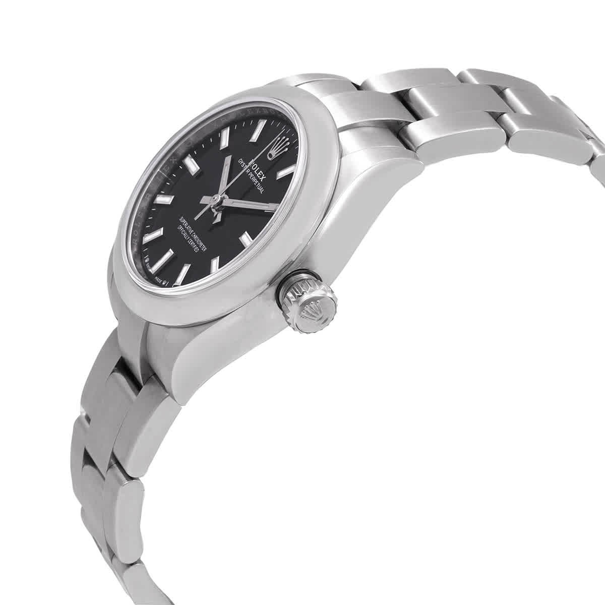 Rolex Oyster Perpetual 28 Automatic Chronometer Black Dial Ladies Watch