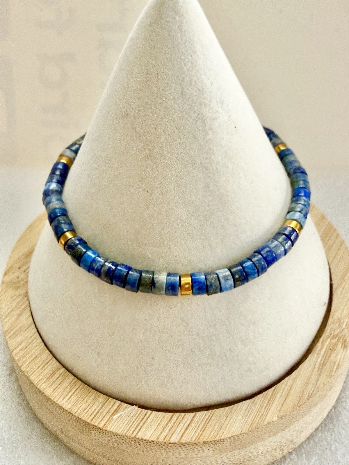 Lapis Lazuli & Brass HEISHI Bead Drawstring Adjustable Bracelet