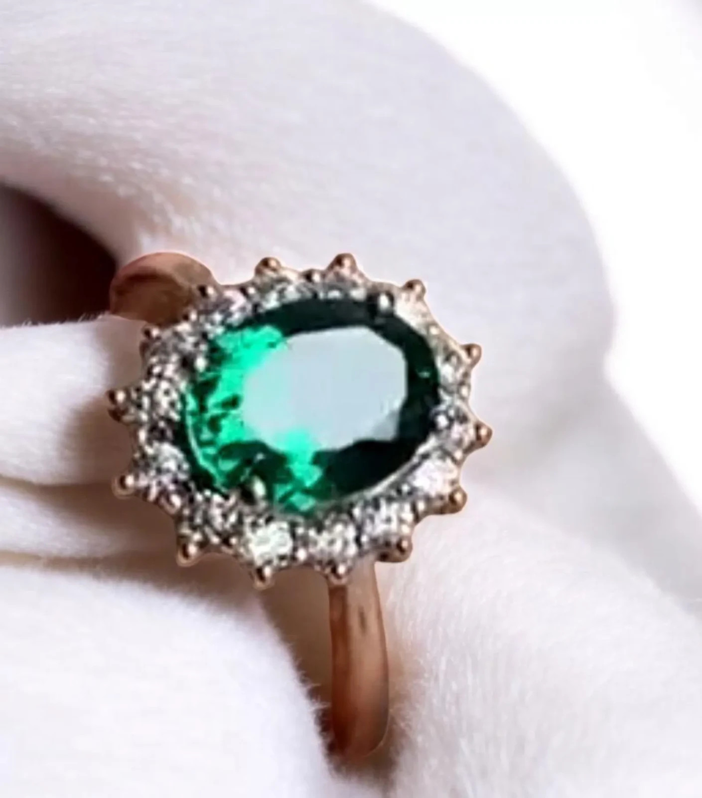2.31 Ct Oval Cut Natural Emerald Diamond Wedding Ring 14K Solid White Gold