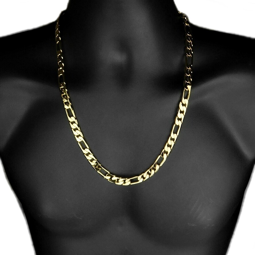 Genuine 18K Gold Filled 16/18/20/22/24-32″ 4mm Thick Figaro Chain Necklace A139G
