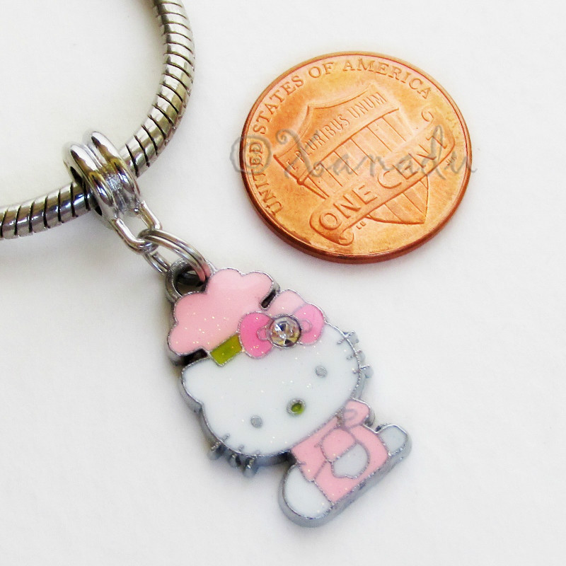 Pink Hello Kitty Chef European Charm Bead For Charm Bracelets And Necklaces