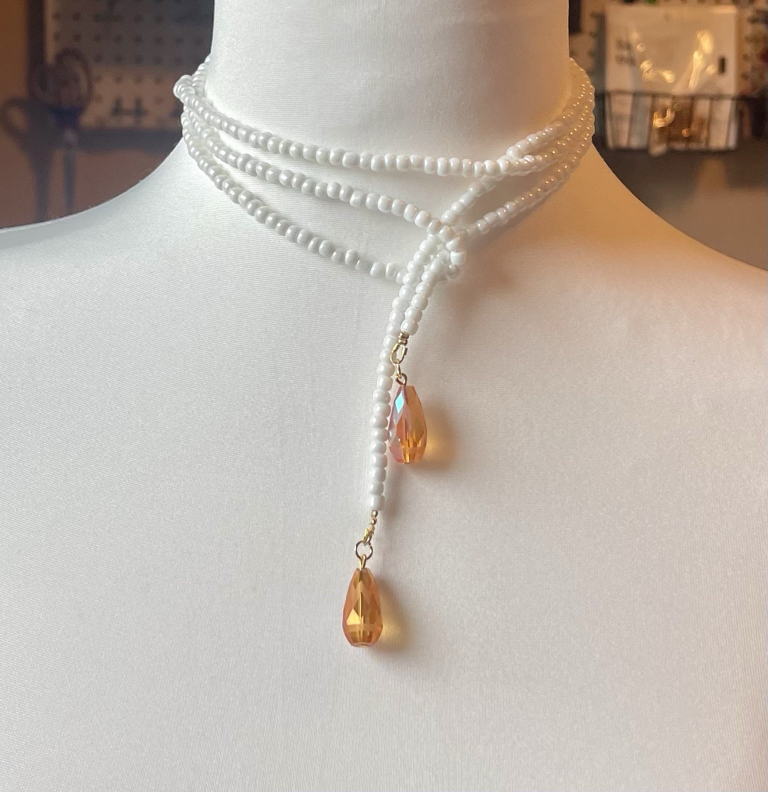 Beaded Wrap Necklace Statement Jewelry Y Necklace