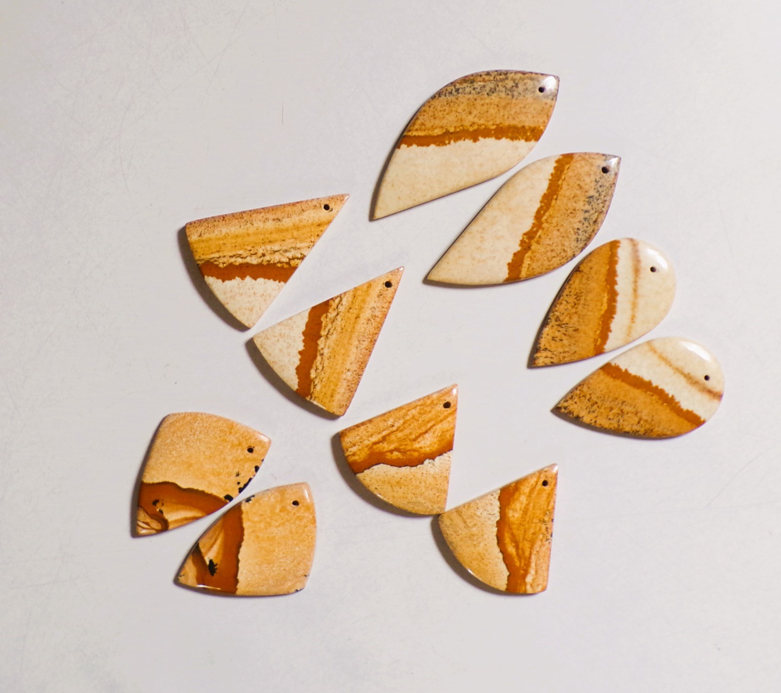 212.50 Cts Natural Picture Jasper Drilled Pair 05 Lot Loose Cabochon Gemstone 03