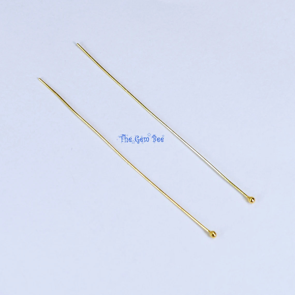 28 gauge 14k Solid Yellow Gold 1.5 INCH Ball Headpin (2) or (10)