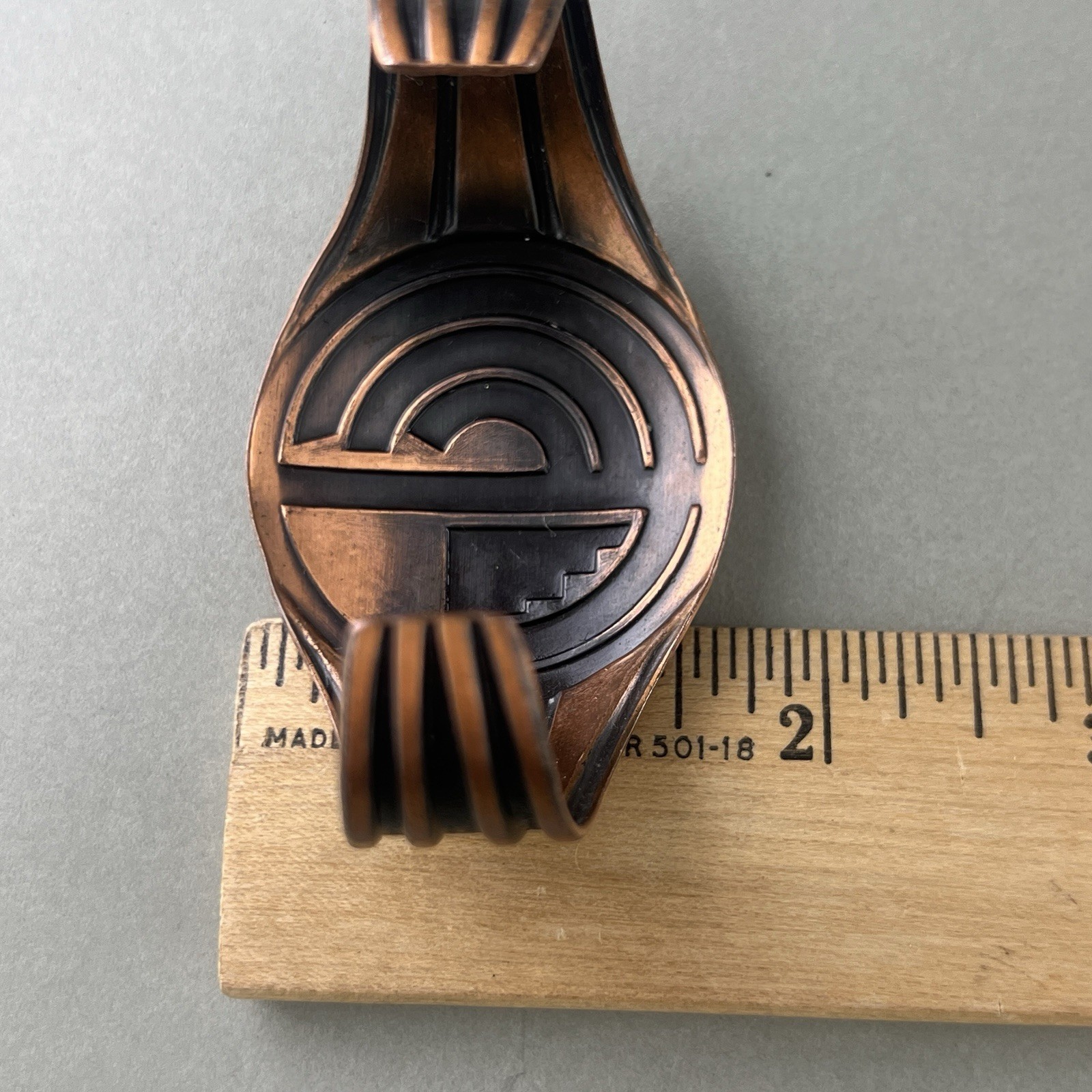 Vintage Bell Trading Copper Cuff Bracelet Maze Southwestern q3z