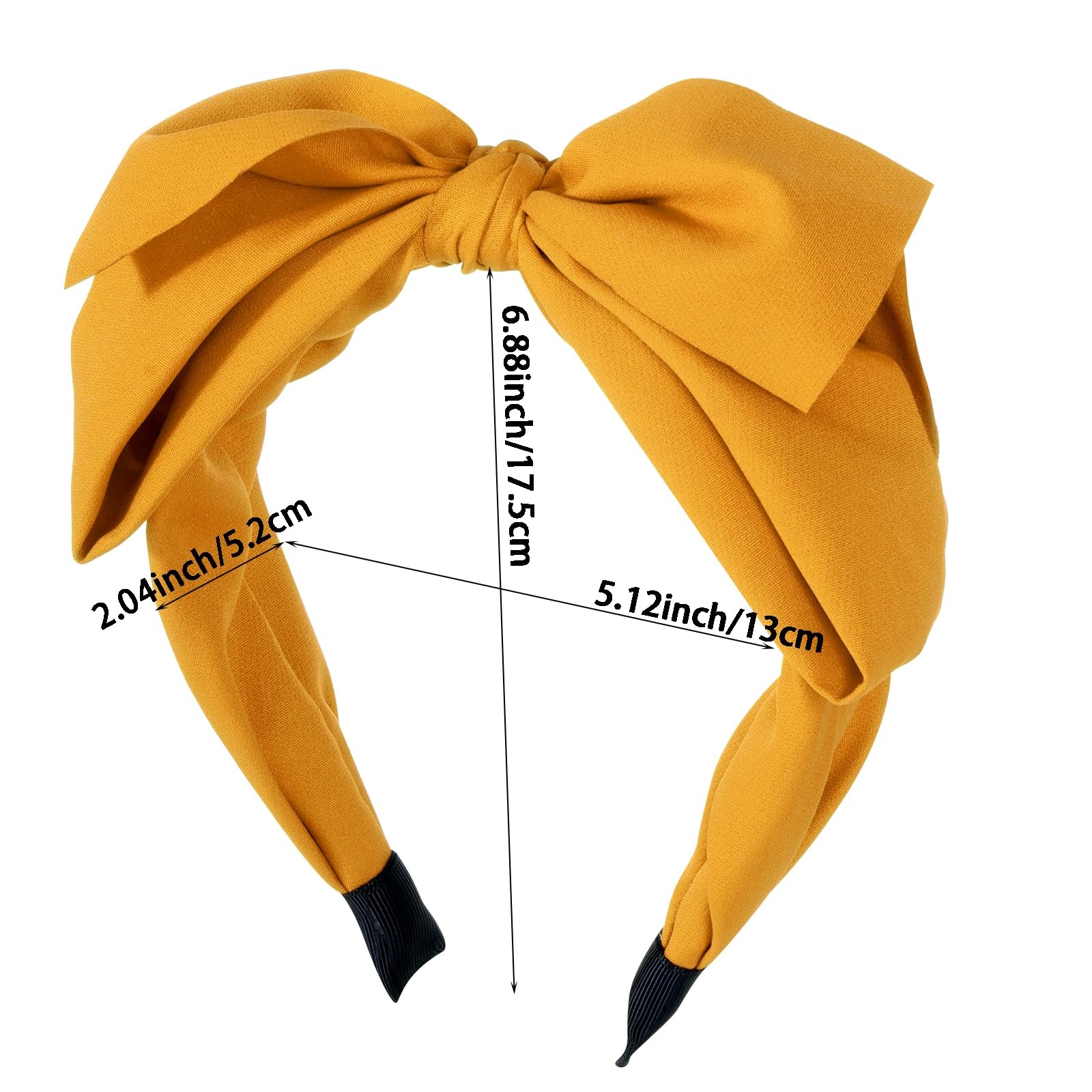 Fengek Big Mustard Yellow Bow Headband 1 Count (Pack of 1),