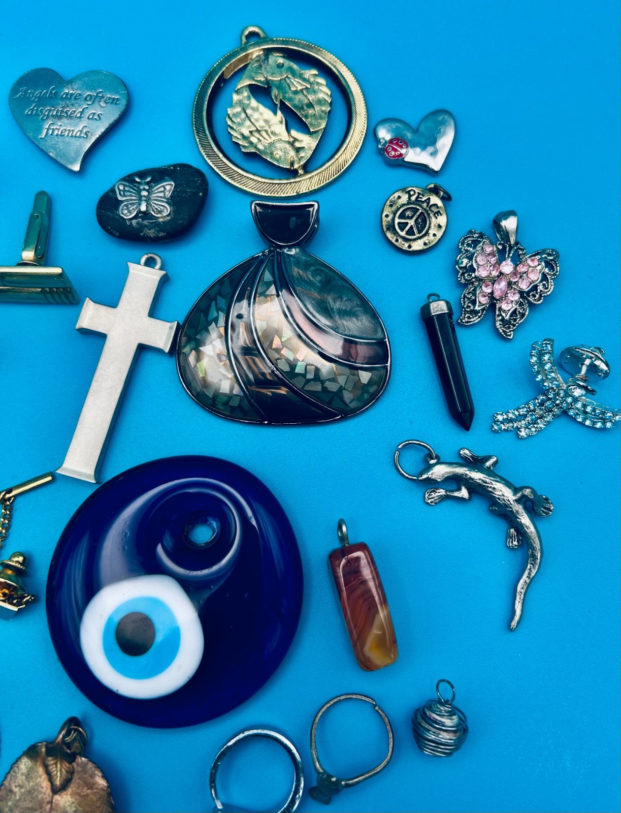 LOT Single Earrings Pendants Cuff Link Rings Buckle Charms Jewelry Designer